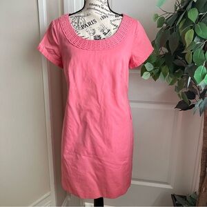 J. Crew Basketweave Neckline Short Sleeve Shift Dress Pink Sz S